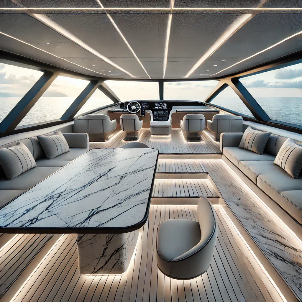 thin marble yacht interior