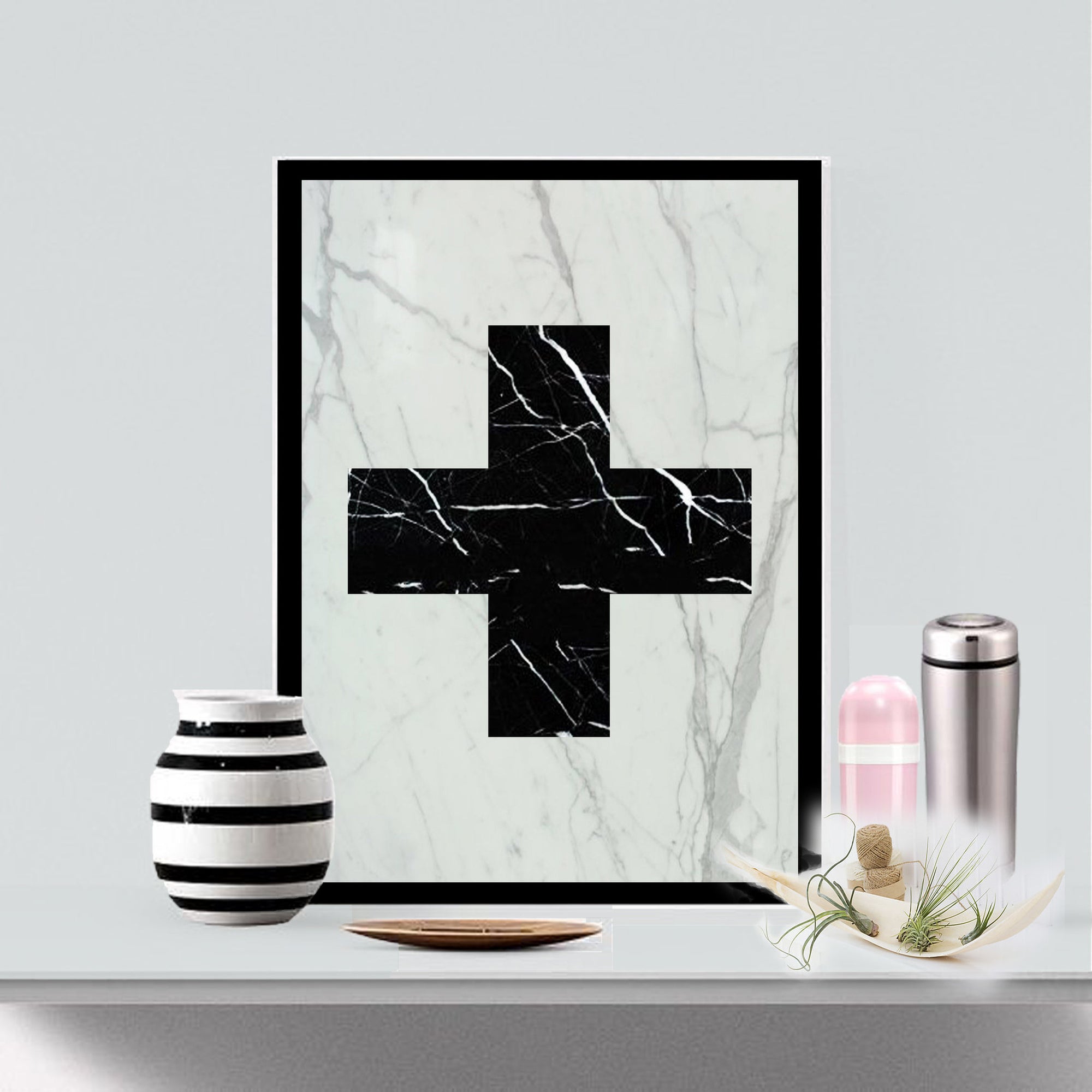 Real Marble Cross Art Piece | Luxury Stone Wall Decor | MIKOL - MIKOL