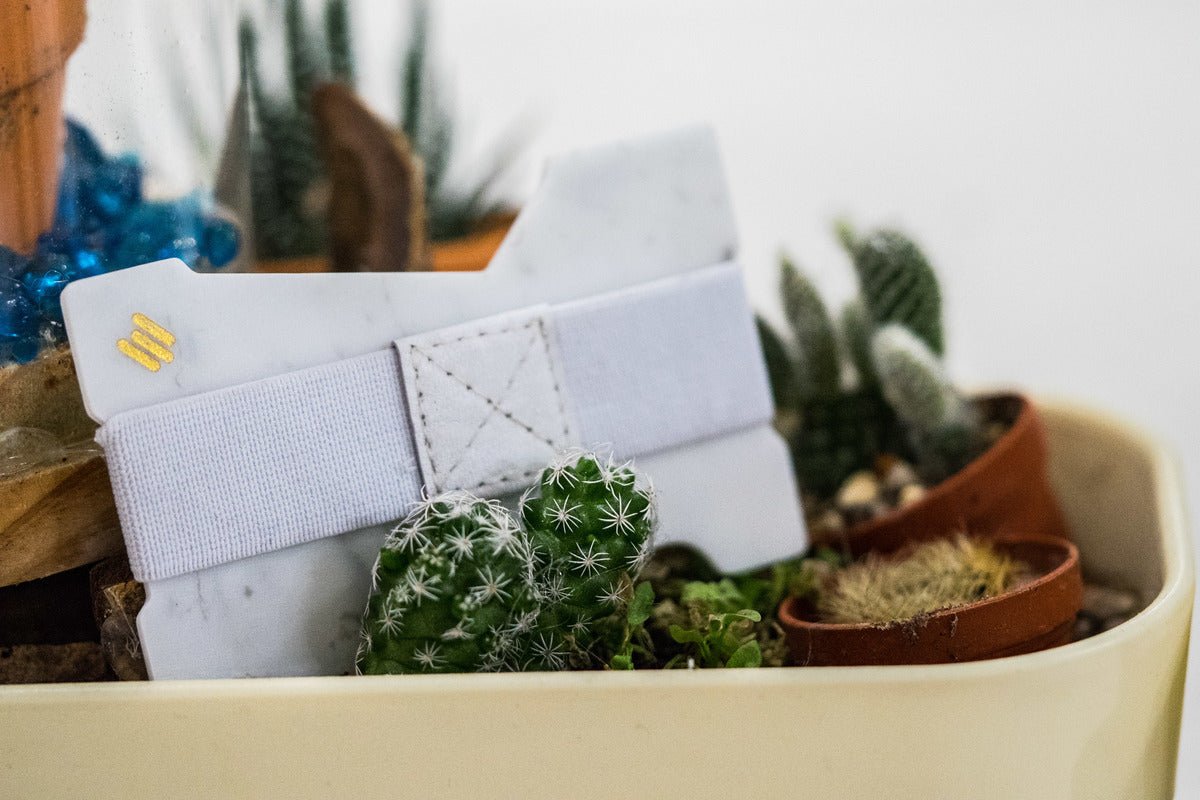 succulent wallet Carrara White Minimalist Wallet – Luxury in Every Detail RFID + Engraving