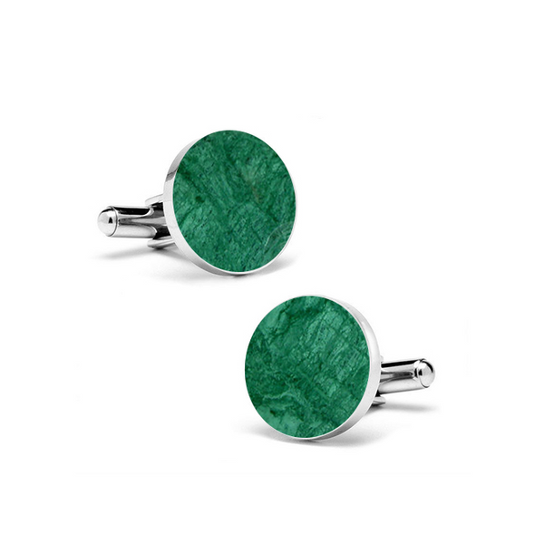 Emerald Green (Round) Marble Cuff Links - MIKOL 