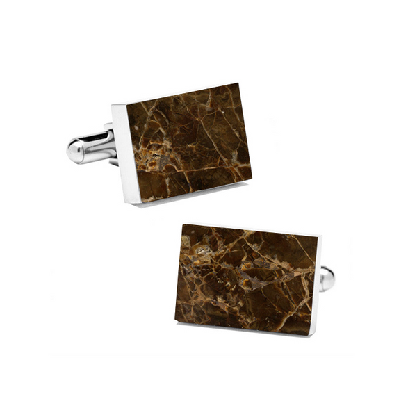 Emperador (Rectangular) Marble Cuff Links - MIKOL 