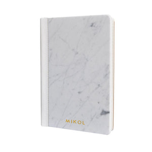 Leather Bounded Carrara White Marble Notebook - MIKOL 