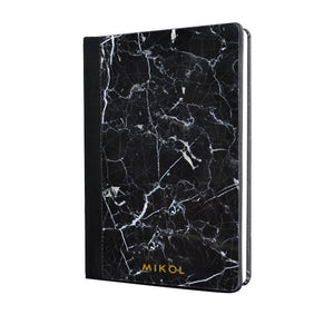 Leather Bounded Nero Marquina Marble Notebook - MIKOL 