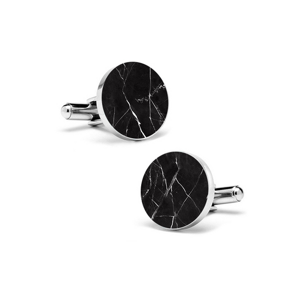 Nero Marquina (Round) Marble Cuff Links– MIKOL