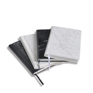 Leather Bounded Nero Marquina Marble Notebook - MIKOL 